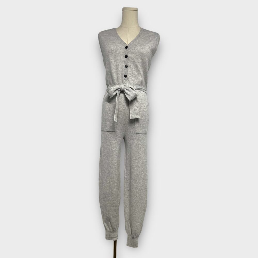 Naadam 100% Cashmere Belted Sleeveless Jumpsuit Gray Size XXS